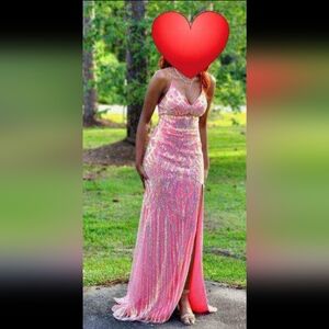 Pink sequence Prom Gown